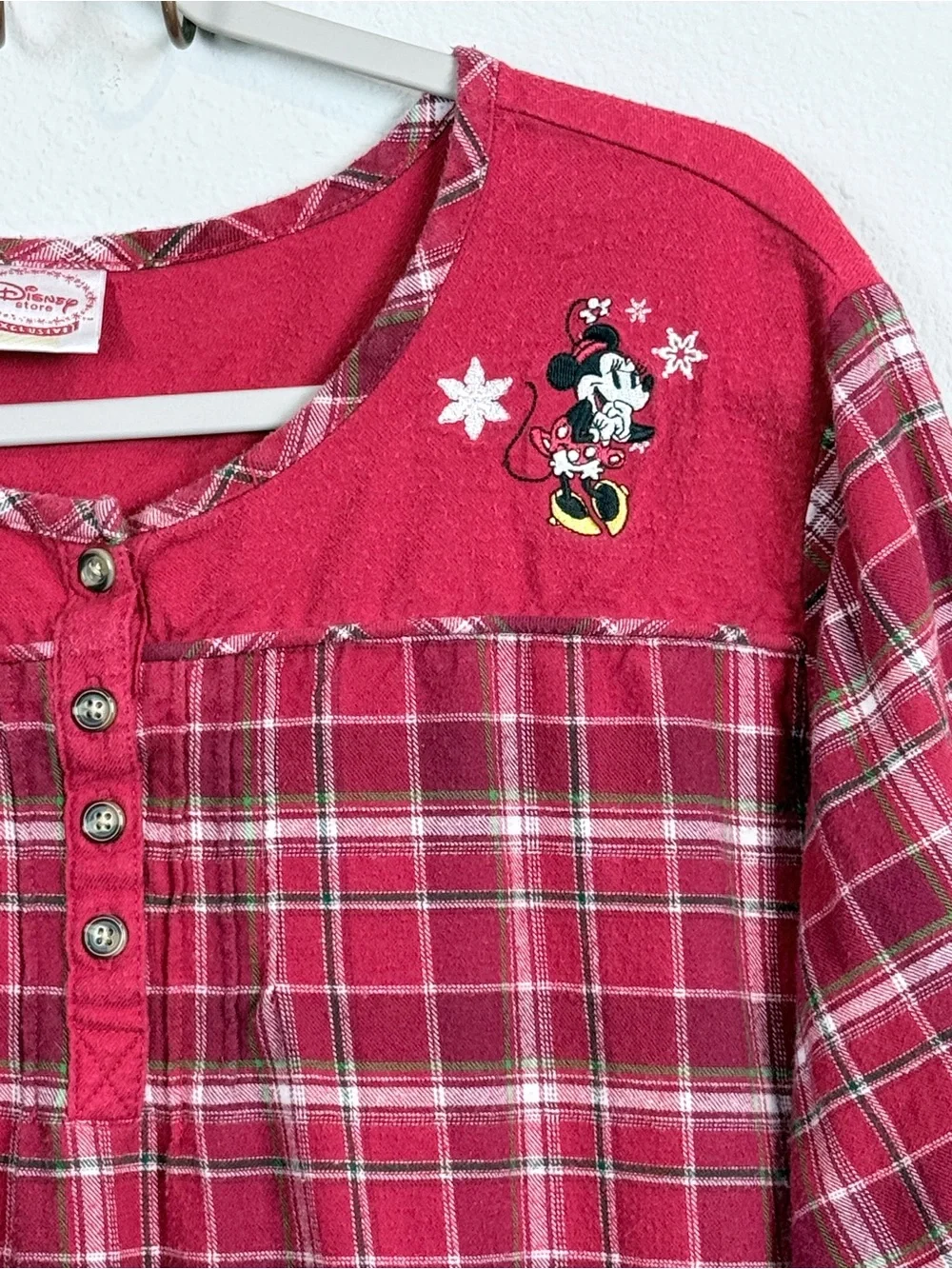 Vintage Disney Store Exclusive Red Plaid Flannel Minnie Mouse Nightgown M - Picture 2 of 9